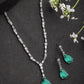 NVR Women's Silver-Plated Green American Diamond-Studded Handcrafted Jewellery Set - Swadesiicart