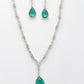 NVR Women's Silver-Plated Green American Diamond-Studded Handcrafted Jewellery Set - Swadesiicart