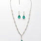 NVR Women's Silver-Plated Green American Diamond-Studded Handcrafted Jewellery Set - Swadesiicart