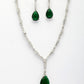 NVR Women's Silver-Plated Dark Green American Diamond-Studded Handcrafted Jewellery Set - Swadesiicart