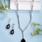 NVR Women's Silver-Plated Black American Diamond-Studded Handcrafted Jewellery Set - Swadesiicart