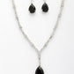 NVR Women's Silver-Plated Black American Diamond-Studded Handcrafted Jewellery Set - Swadesiicart