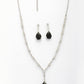 NVR Women's Silver-Plated Black American Diamond-Studded Handcrafted Jewellery Set - Swadesiicart