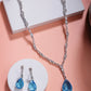 NVR Women's Silver-Plated Blue American Diamond-Studded Handcrafted Jewellery Set - Swadesiicart