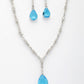 NVR Women's Silver-Plated Blue American Diamond-Studded Handcrafted Jewellery Set - Swadesiicart