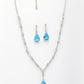 NVR Women's Silver-Plated Blue American Diamond-Studded Handcrafted Jewellery Set - Swadesiicart