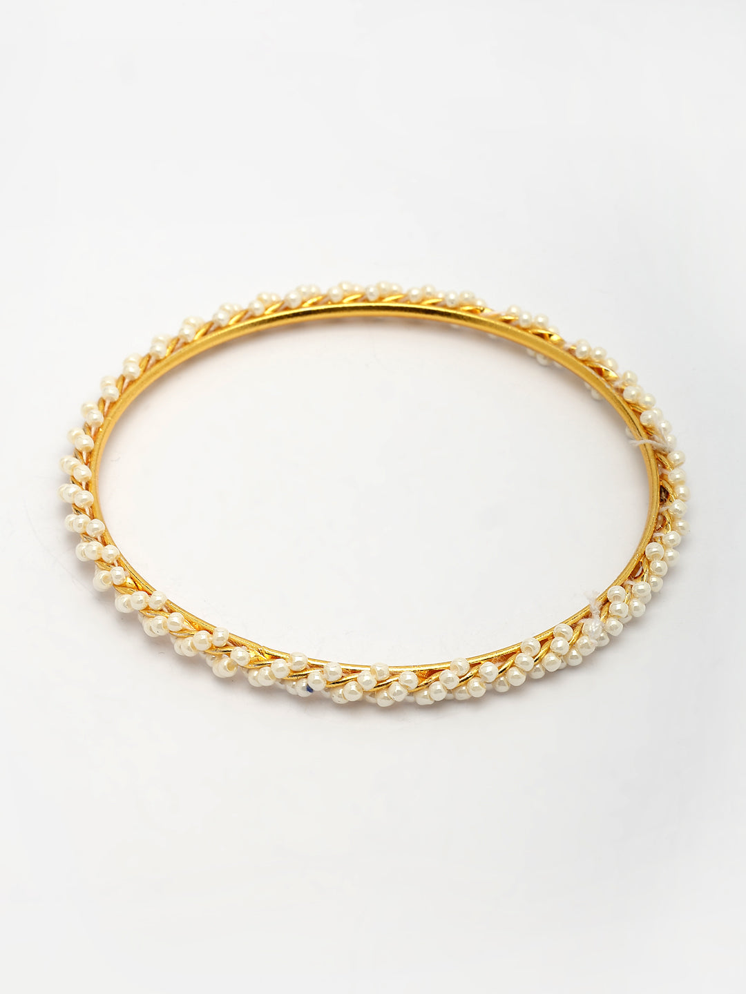 NVR Women Set of 4 Gold-Polished Pearls Handcrafted Traditional Bangles - Swadesiicart