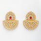 NVR Women's Gold Toned Red Stones & Kundan Studded Jewellery Set - Swadesiicart