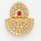 NVR Women's Gold Toned Red Stones & Kundan Studded Jewellery Set - Swadesiicart
