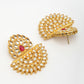 NVR Women's Gold Toned Red Stones & Kundan Studded Jewellery Set - Swadesiicart