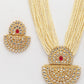 NVR Women's Gold Toned Red Stones & Kundan Studded Jewellery Set - Swadesiicart