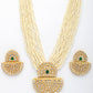 NVR Women's Gold Toned Green Stones & Kundan Studded Jewellery Set - Swadesiicart