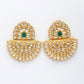 NVR Women's Gold Toned Green Stones & Kundan Studded Jewellery Set - Swadesiicart