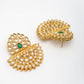 NVR Women's Gold Toned Green Stones & Kundan Studded Jewellery Set - Swadesiicart