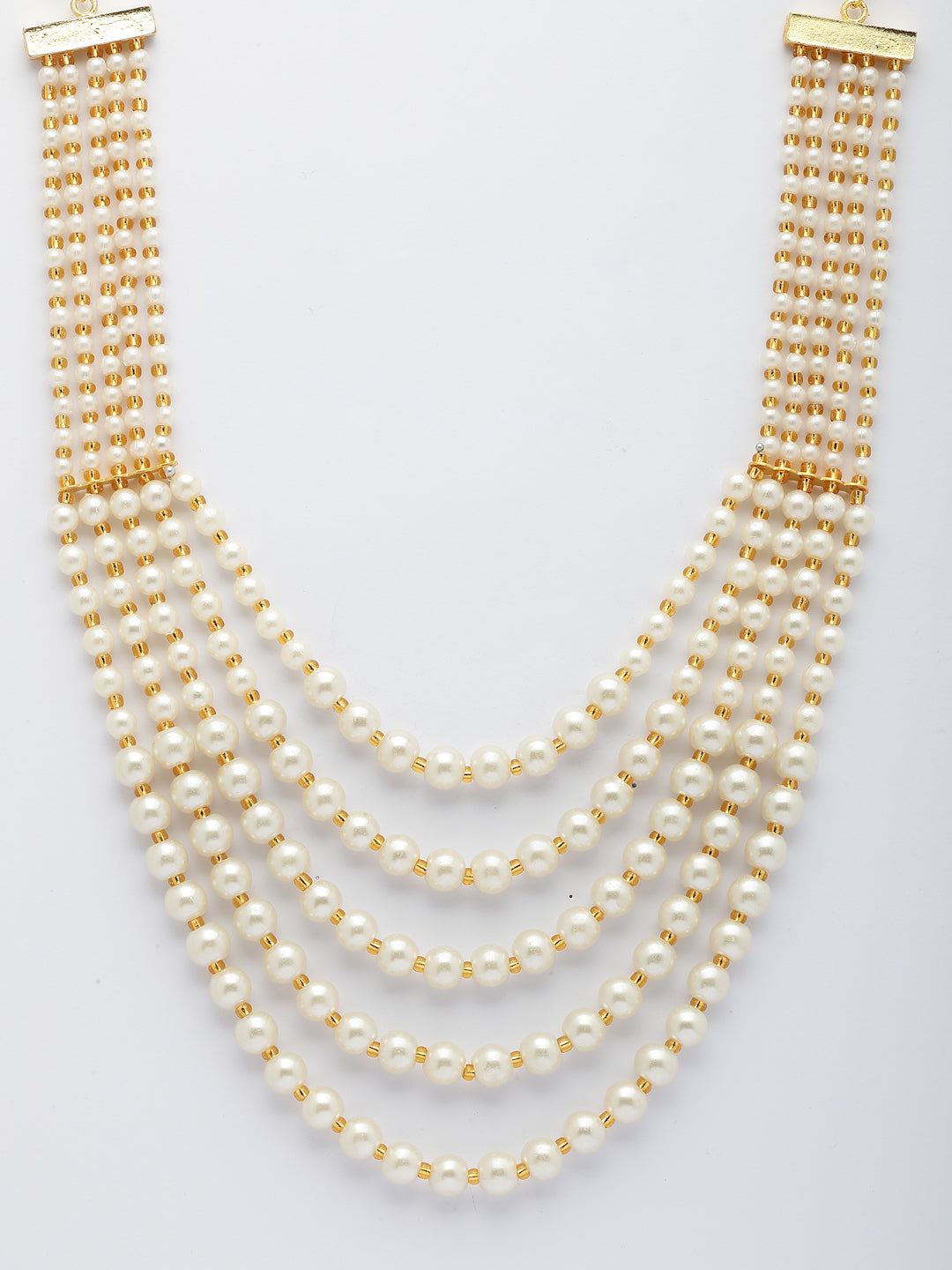 NVR Women Handcrafted White Beaded Layered Necklace - Swadesiicart