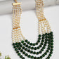 NVR Women Handcrafted Green & White Beaded Layered Necklace - Swadesiicart