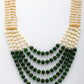 NVR Women Handcrafted Green & White Beaded Layered Necklace - Swadesiicart