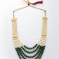 NVR Women Handcrafted Green & White Beaded Layered Necklace - Swadesiicart