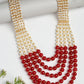 NVR Women Handcrafted Red & White Beaded Layered Necklace - Swadesiicart