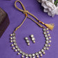 NVR Women Gold-Polished Round Shape Kundan Studded Short Jewellery Set - Swadesiicart