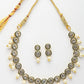 NVR Women Gold-Polished Round Shape Kundan Studded Short Jewellery Set - Swadesiicart