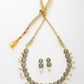 NVR Women Gold-Polished Round Shape Kundan Studded Short Jewellery Set - Swadesiicart
