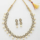 NVR Women Gold-Polished Pear Shape Kundan Studded Short Jewellery Set - Swadesiicart