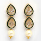 NVR Women Gold-Polished Pear Shape Kundan Studded Short Jewellery Set - Swadesiicart