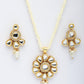 NVR Women Gold-Polished Kundan Studded & Pearls Long Jewellery Set - Swadesiicart