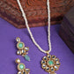 NVR Women Green Stones with Kundan Studded Long Jewellery Set - Swadesiicart