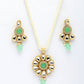 NVR Women Green Stones with Kundan Studded Long Jewellery Set - Swadesiicart