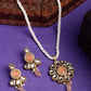 NVR Women Peach Stones with Kundan Studded Long Jewellery Set - Swadesiicart