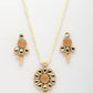 NVR Women Peach Stones with Kundan Studded Long Jewellery Set - Swadesiicart