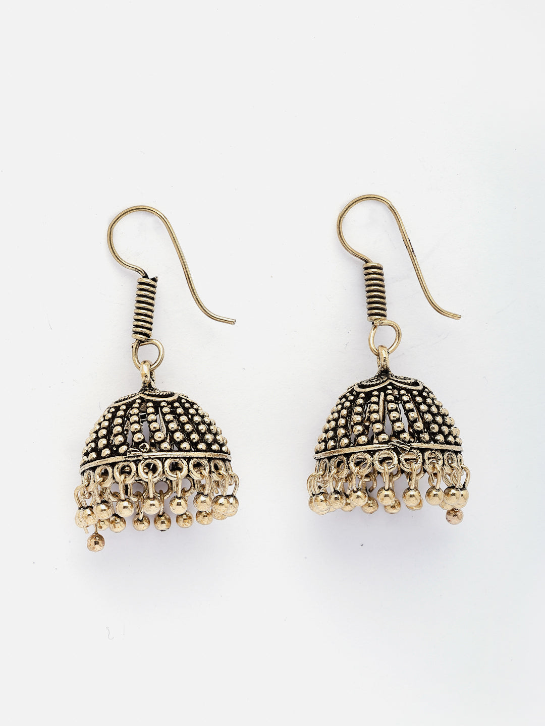 NVR Women Gold-Polished German Silver Jhumka Earrings - Swadesiicart