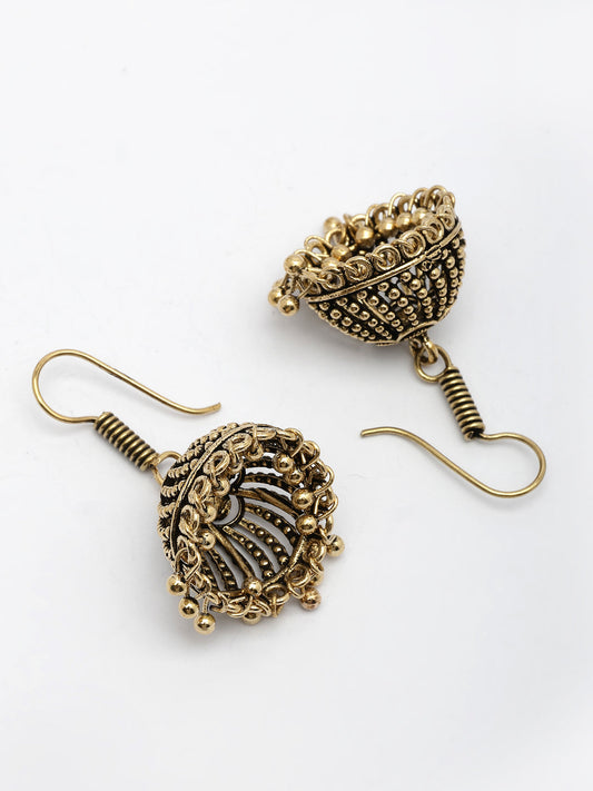 NVR Women Gold-Polished German Silver Jhumka Earrings - Swadesiicart