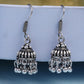 NVR Women's Traditional Silver Plated Oxidized Jhumka Earrings - Swadesiicart