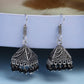 NVR Women's Oxidized Silver Plated Black Artificial Beads Jhumka Earrings | Swadesiicart