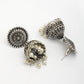 NVR Women's Oxidized Silver Plated White Artificial Beads Jhumka Earrings - Swadesiicart