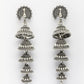 NVR Women Silver Plated Oxidized Peacock Design Layered Jhumka Earrings - Swadesiicart