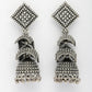 NVR Women's Traditional Oxidized Silver Plated Jhumka Earrings - Swadesiicart