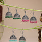 NVR Women Pair of 3 Oxidized Silver Plated Multicolor Artificial Beads Jhumka Earrings - Swadesiicart