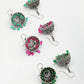 NVR Women Pair of 3 Oxidized Silver Plated Multicolor Artificial Beads Jhumka Earrings - Swadesiicart