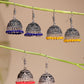 NVR Women's Pair of 3 Oxidized Silver Plated Multicolor Artificial Beads Jhumka Earrings - Swadesiicart