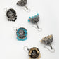 NVR Women Pair of 3 Multicolor Artificial Beads Oxidized Silver Plated Jhumka Earrings - Swadesiicart