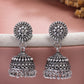 NVR Women Set of 2 Silver Plated Traditional Oxidized Jhumka Earrings - Swadesiicart