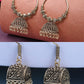 NVR Women Set of 2 Gold-Polished Oxidized Contemporary Jhumka Earrings - Swadesiicart