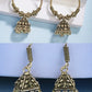NVR Women's Set of 2 Traditional Gold-Polished Oxidized Jhumka Earrings - Swadesiicart