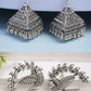 NVR Women Silver Toned Oxidized Set of 2 Jhumka & Drop Earrings | Swadesiicart