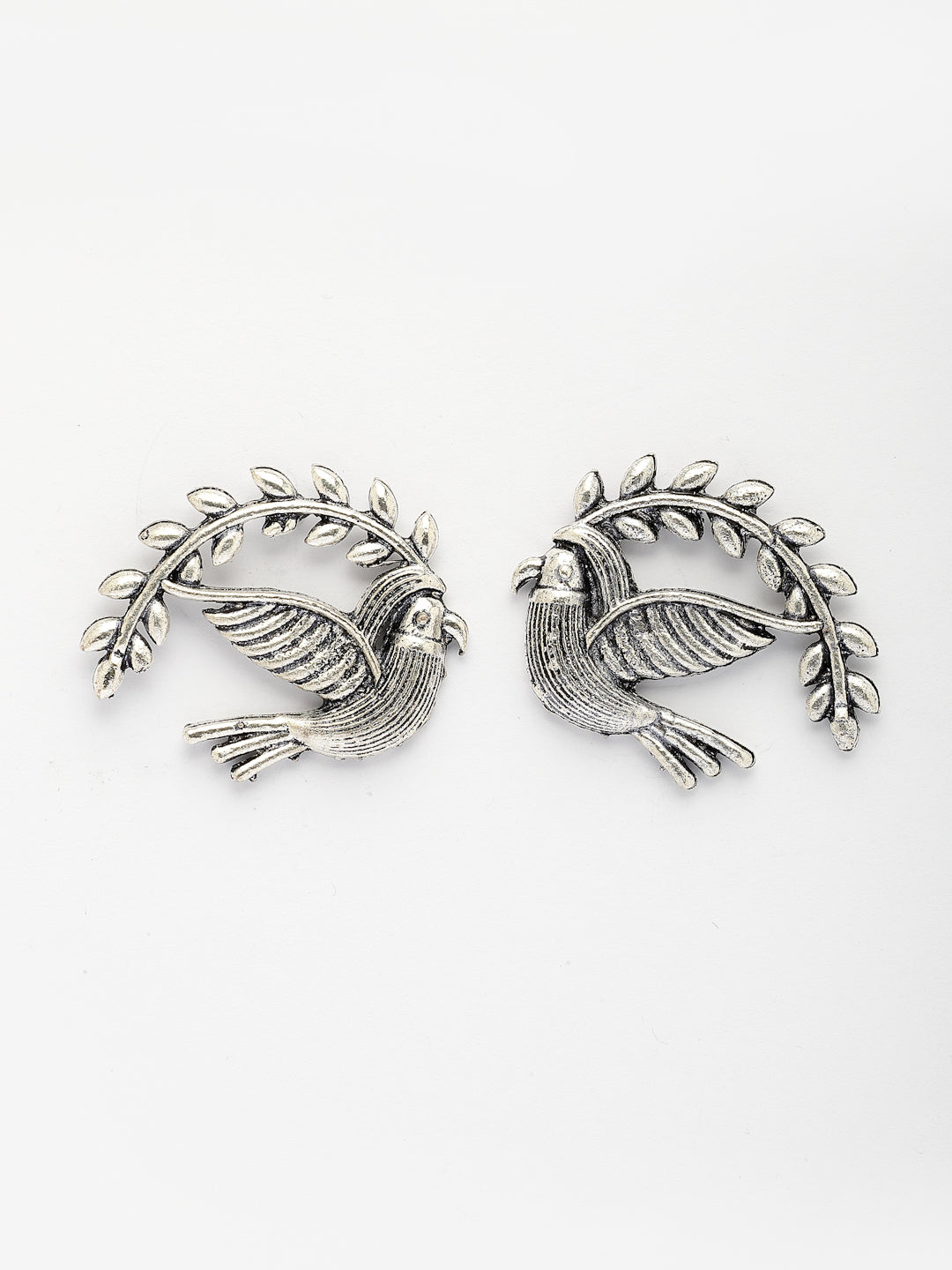 NVR Women Silver Toned Oxidized Set of 2 Jhumka & Drop Earrings | Swadesiicart