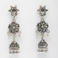NVR Women Set of 2 Silver Toned Oxidized Jhumka Earrings - Swadesiicart